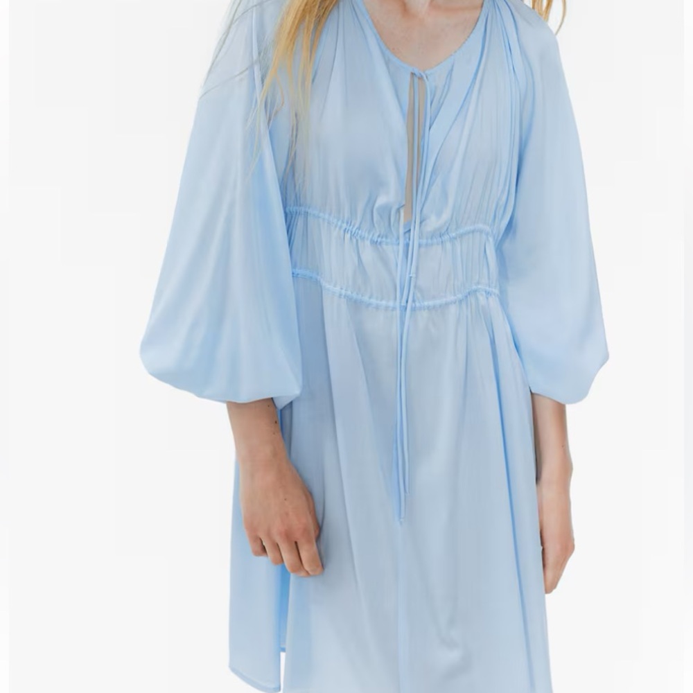 H&M Light Blue Drawstring-Detail Dress